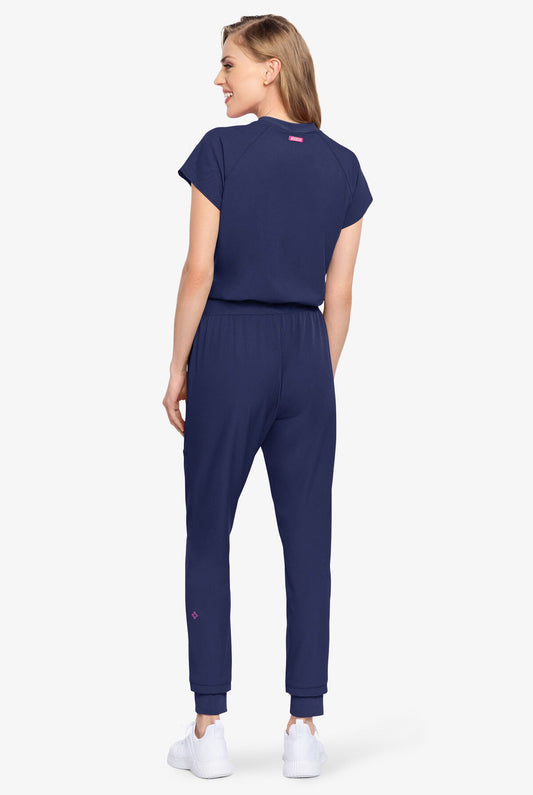 Med Couture Amp Women's 5-Pocket STRETCH Zip Front Storm Cuff V-Neck Jumpsuit