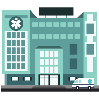 Illustration of medical facility for non-emergency transport to doctor appointments and dialysis by OdyCare in Port St. Lucie